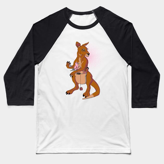 Over-Prepared Kangaroo Baseball T-Shirt by AJIllustrates